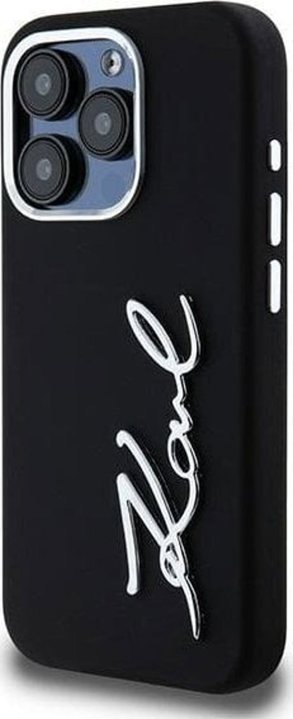 Σκληρή θήκη Karl Lagerfeld Karl Lagerfeld KLHCP15LSCMSMVK iPhone 15 Pro 6.1" μαύρη σιλικόνη με μεταλλικό λογότυπο Script