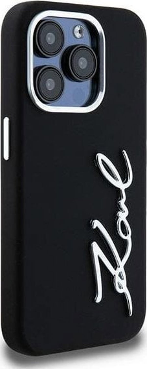 Σκληρή θήκη Karl Lagerfeld Karl Lagerfeld KLHCP15LSCMSMVK iPhone 15 Pro 6.1" μαύρη σιλικόνη με μεταλλικό λογότυπο Script