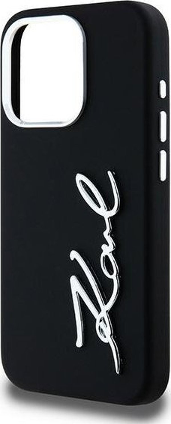 Σκληρή θήκη Karl Lagerfeld Karl Lagerfeld KLHCP15LSCMSMVK iPhone 15 Pro 6.1" μαύρη σιλικόνη με μεταλλικό λογότυπο Script