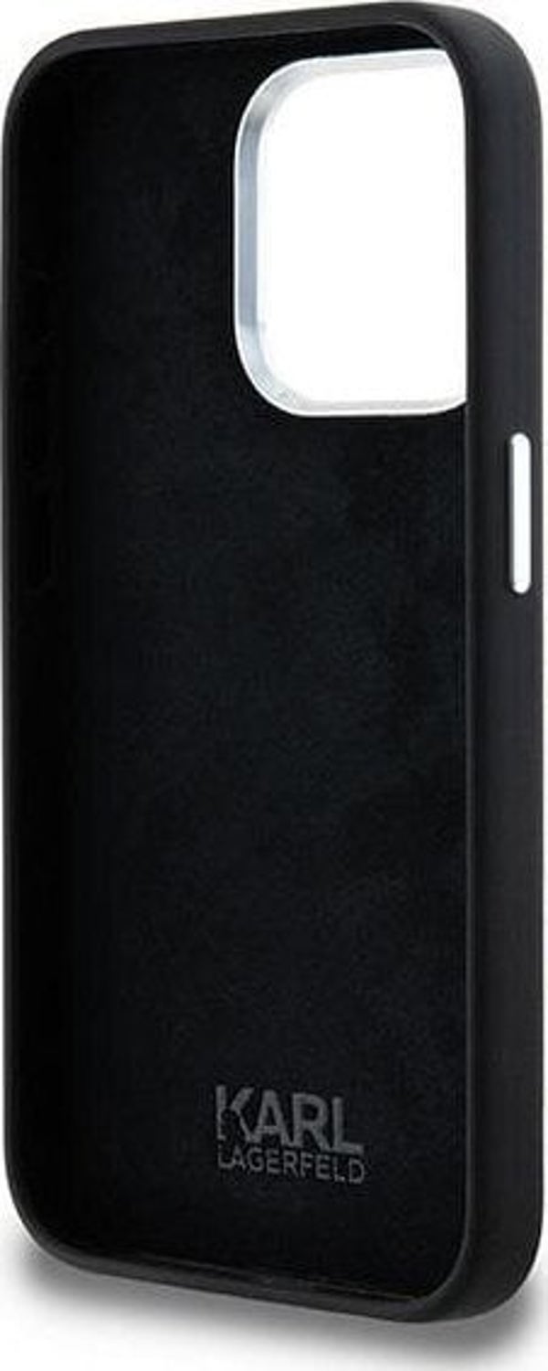 Σκληρή θήκη Karl Lagerfeld Karl Lagerfeld KLHCP15LSCMSMVK iPhone 15 Pro 6.1" μαύρη σιλικόνη με μεταλλικό λογότυπο Script
