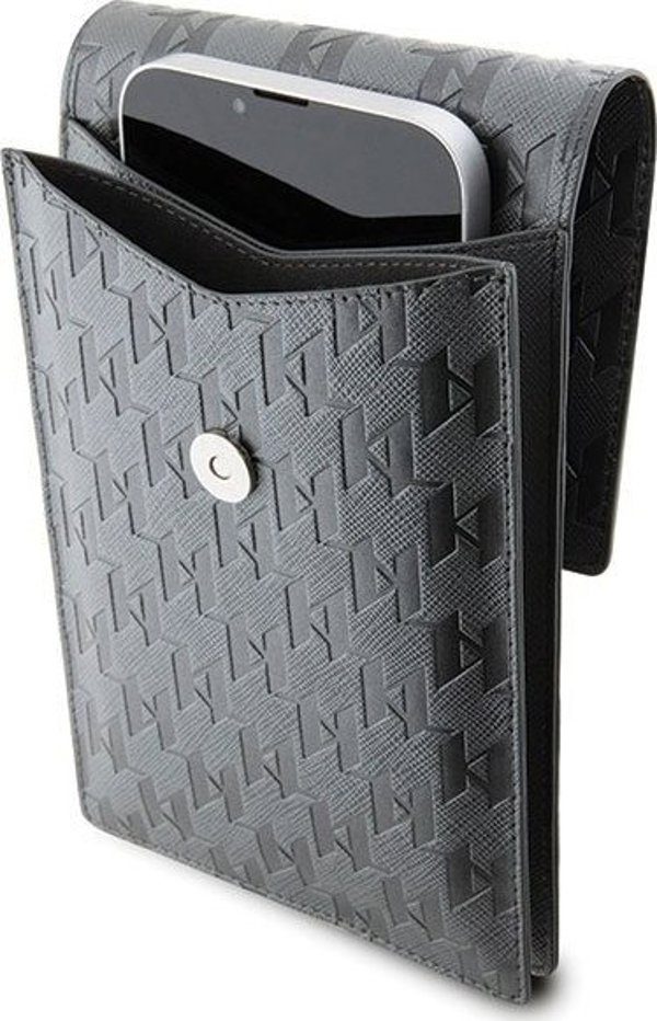 Karl Lagerfeld Karl Lagerfeld Torebka Na Telefon Klwbsamsmg Srebrna Hardcase Phone Pounch Universal Saffiano Mono Plaque