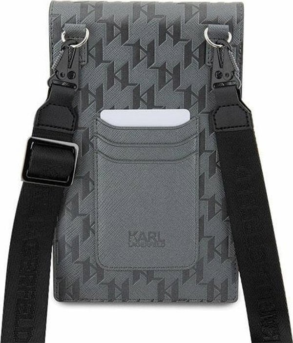 Karl Lagerfeld Karl Lagerfeld Torebka Na Telefon Klwbsamsmg Srebrna Hardcase Phone Pounch Universal Saffiano Mono Plaque