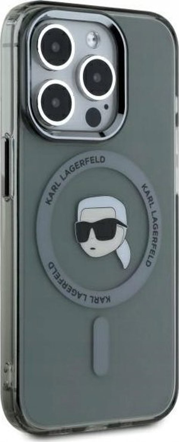 Θήκη Karl Lagerfeld Karl Lagerfeld KLHMP15LHLSKIK iPhone 15 Pro 6.1" μαύρο/μαύρο σκληρή θήκη IML Metal Karl Head MagSafe