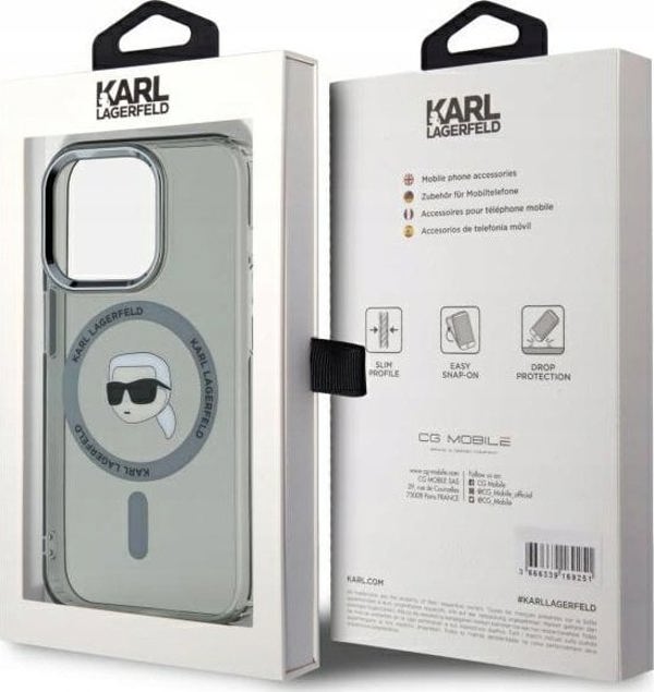 Θήκη Karl Lagerfeld Karl Lagerfeld KLHMP15LHLSKIK iPhone 15 Pro 6.1" μαύρο/μαύρο σκληρή θήκη IML Metal Karl Head MagSafe