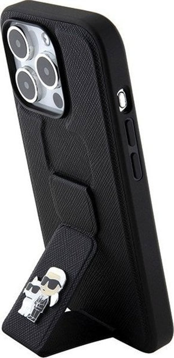 Θήκη Karl Lagerfeld Karl Lagerfeld KLHCP15XGSAKCPK iPhone 15 Pro Max 6.7" μαύρη/black hardcase Gripstand Saffiano Karl&Choupette Pins