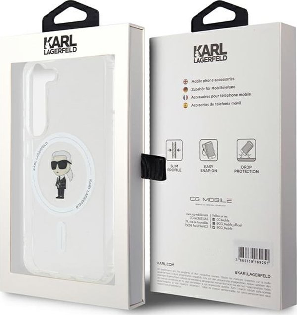 Κarl Lagerfeld Θήκη Karl Lagerfeld KLHMS23SHFCKNOT Samsung Galaxy S23 σκληρή θήκη IML Ikonik MagSafe διάφανη