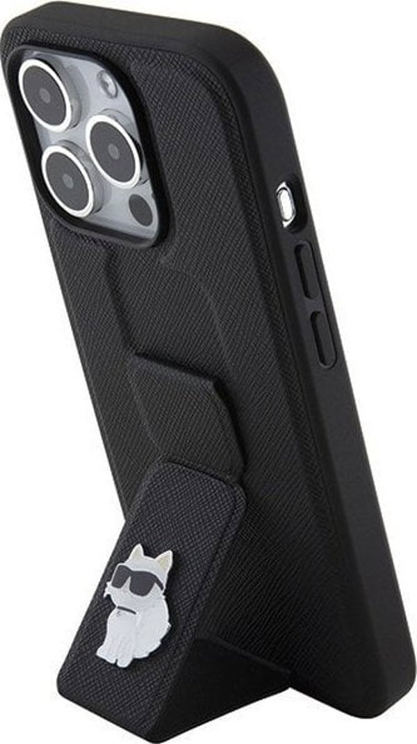 Karl Lagerfeld Karl Lagerfeld KLHCP15XGSACHPK iPhone 15 Pro Max 6.7" μαύρο/black σκληρή θήκη Gripstand Saffiano Choupette Pins