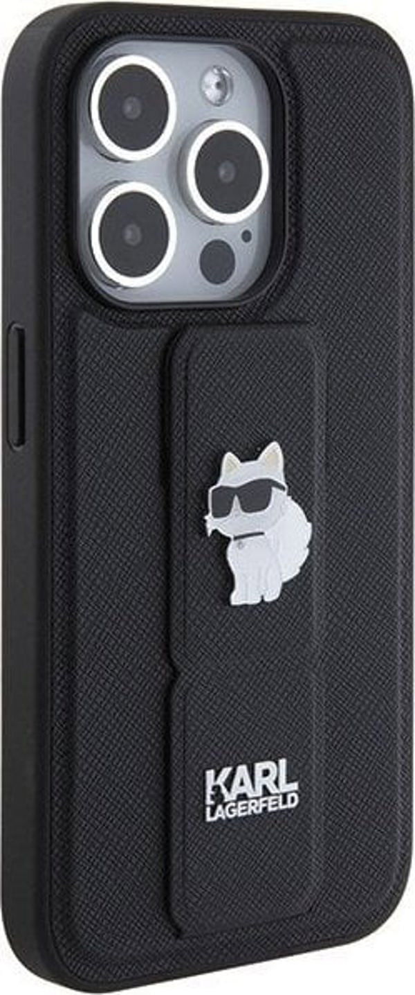 Karl Lagerfeld Karl Lagerfeld KLHCP15XGSACHPK iPhone 15 Pro Max 6.7" μαύρο/black σκληρή θήκη Gripstand Saffiano Choupette Pins