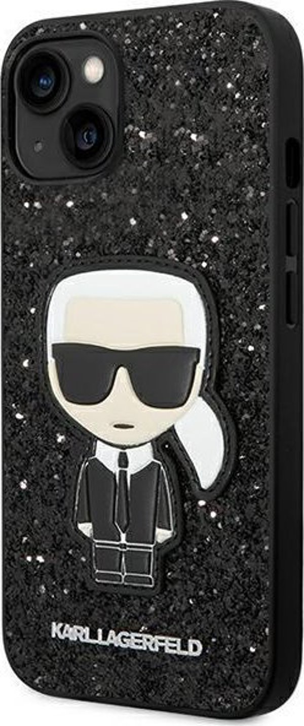 Θήκη Karl Lagerfeld για iPhone 14 Plus 6,7" σκληρή θήκη μαύρο Glitter Flakes Ikonik