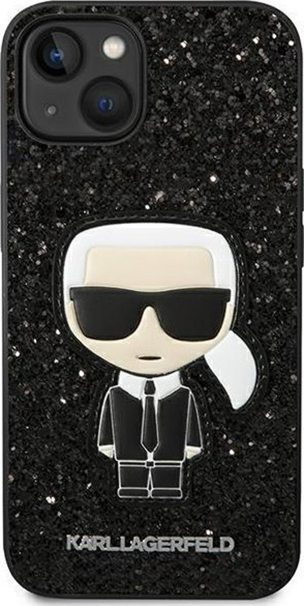 Θήκη Karl Lagerfeld για iPhone 14 Plus 6,7" σκληρή θήκη μαύρο Glitter Flakes Ikonik