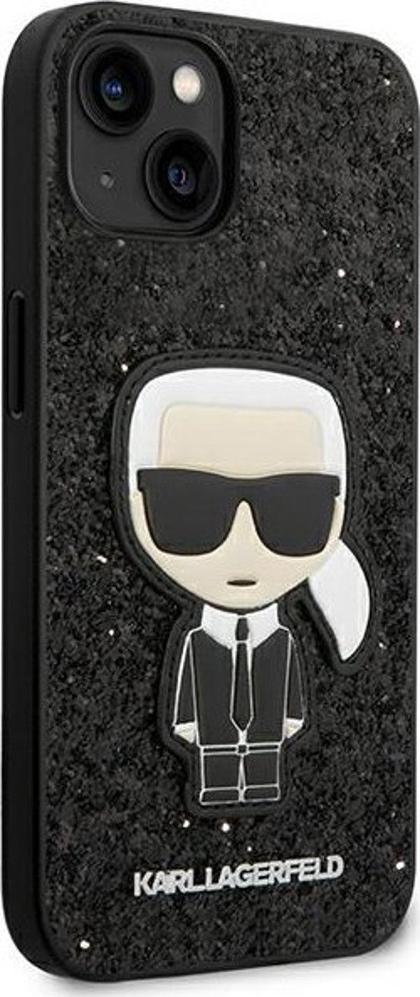 Θήκη Karl Lagerfeld για iPhone 14 Plus 6,7" σκληρή θήκη μαύρο Glitter Flakes Ikonik