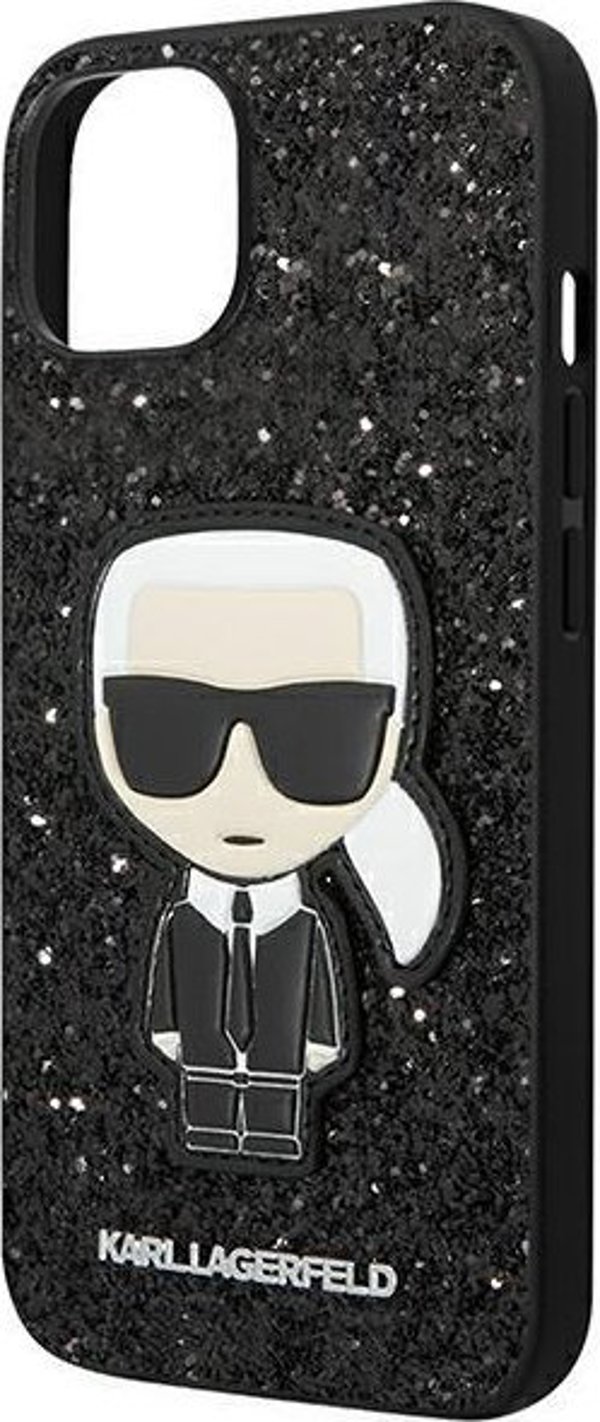 Θήκη Karl Lagerfeld για iPhone 14 Plus 6,7" σκληρή θήκη μαύρο Glitter Flakes Ikonik