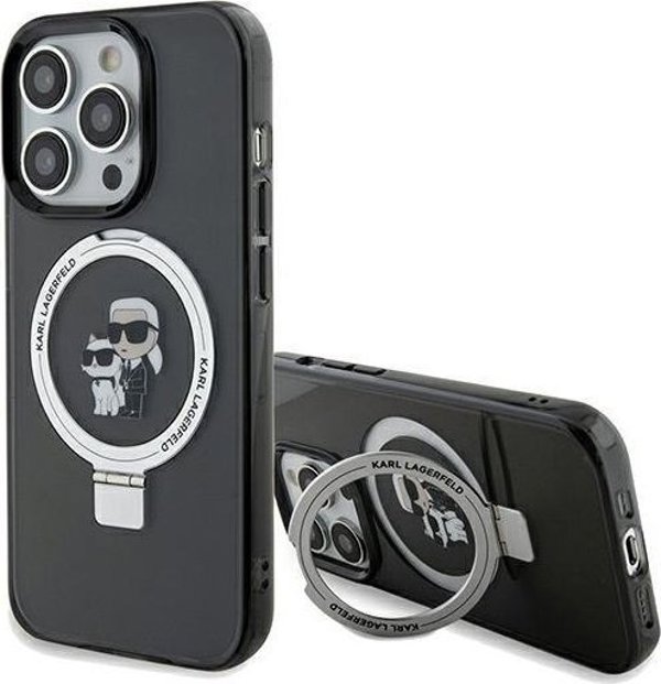 Karl Lagerfeld Karl Lagerfeld KLHMP14LHMRSKCK iPhone 14 Pro 6.1" μαύρη σκληρή θήκη Ring Stand Karl&Choupettte MagSafe