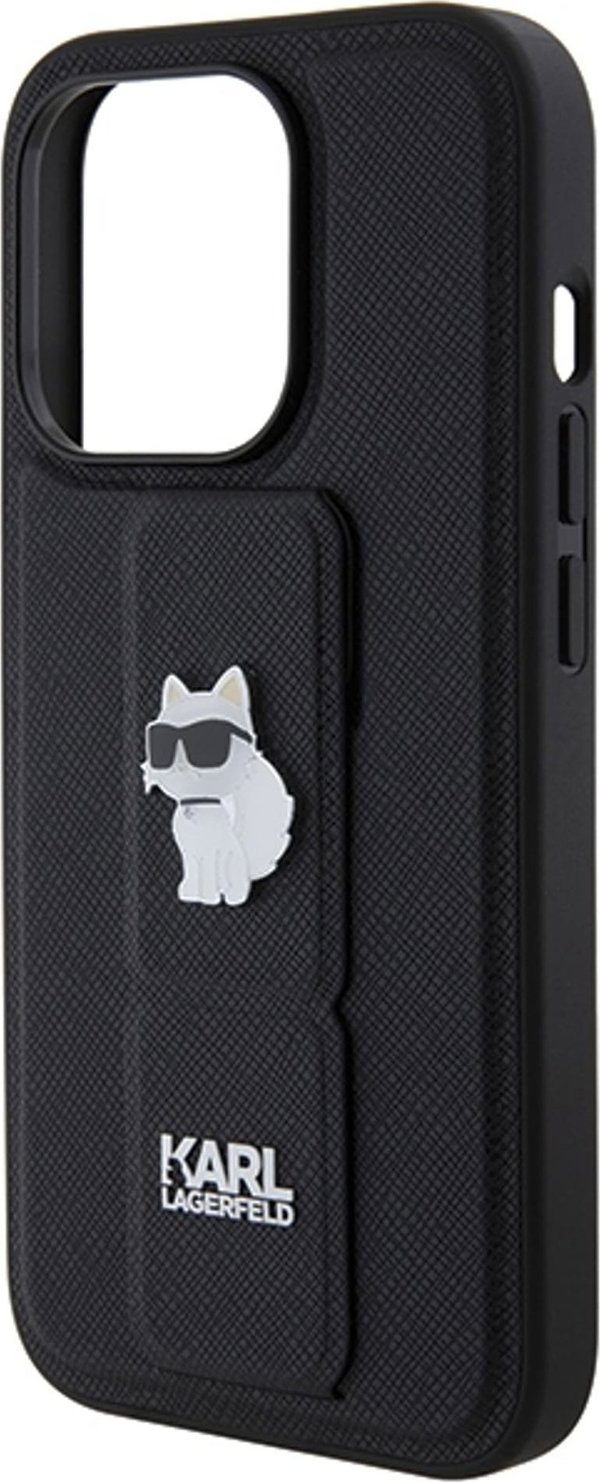 Karl Lagerfeld Karl Lagerfeld KLHCP14LGSACHPK iPhone 14 Pro 6.1" μαύρη σκληρή θήκη Gripstand Saffiano Choupette Pins