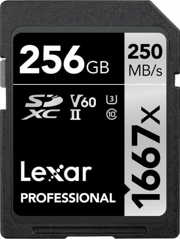 Κάρτα Μνήμης Lexar Professional 1667x SDXC 256GB, UHS-II/U3 V60, Ταχύτητα Ανάγνωσης έως 250MB/s (LSD256CB1667)