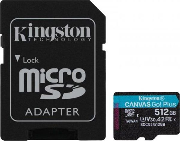 Κάρτα Kingston Canvas Go! Plus MicroSDXC 512 GB Class 10 UHS-I/U3 A2 V30 (SDCG3/512GB)