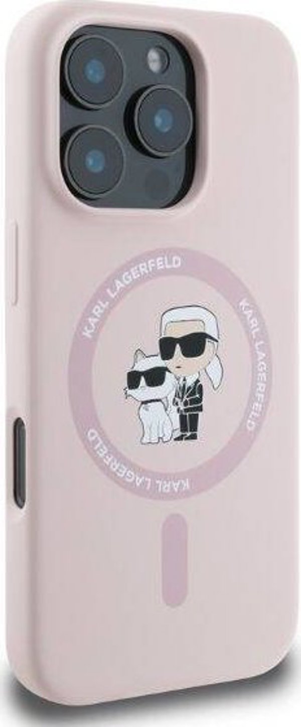 Karl Lagerfeld Karl Lagerfeld KLHMP16XSCMKCRHP iPhone 16 Pro Max rozowy/pink HC MagSafe Silicone KC Heads Ring standard