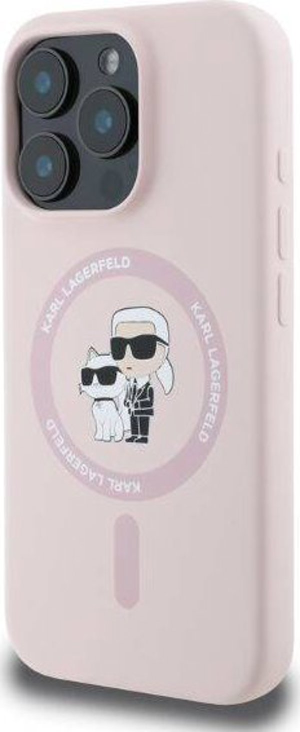 Karl Lagerfeld Karl Lagerfeld KLHMP16XSCMKCRHP iPhone 16 Pro Max rozowy/pink HC MagSafe Silicone KC Heads Ring standard