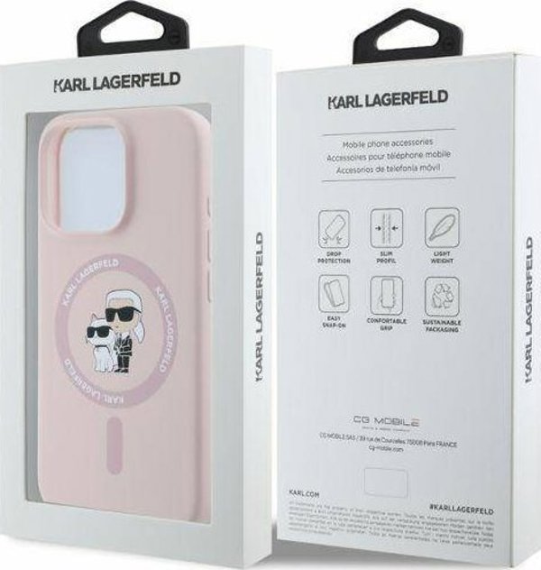 Karl Lagerfeld Karl Lagerfeld KLHMP16XSCMKCRHP iPhone 16 Pro Max rozowy/pink HC MagSafe Silicone KC Heads Ring standard