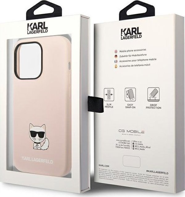 Σκληρή θήκη Karl Lagerfeld KLHCP14XSLCTPI Apple iPhone 14 Pro Max σε ανοιχτό ροζ χρώμα Σιλικόνη Choupette Body