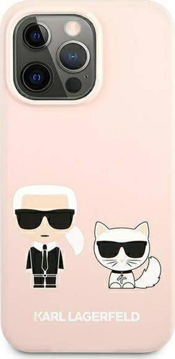 Case IPHONE 13 PRO MAX Karl Lagerfeld Hardcase Silicone Karl & Choupette Magsafe (KLHMP13XSSKCI) light pink