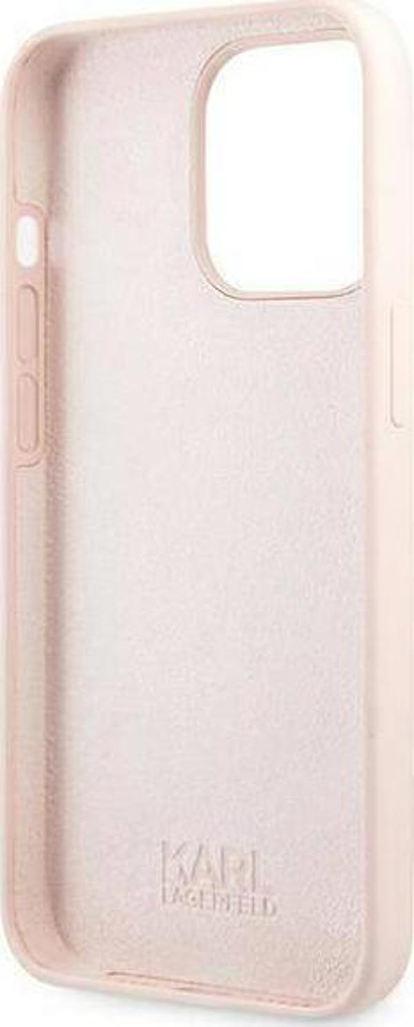 Case IPHONE 13 PRO MAX Karl Lagerfeld Hardcase Silicone Karl & Choupette Magsafe (KLHMP13XSSKCI) light pink