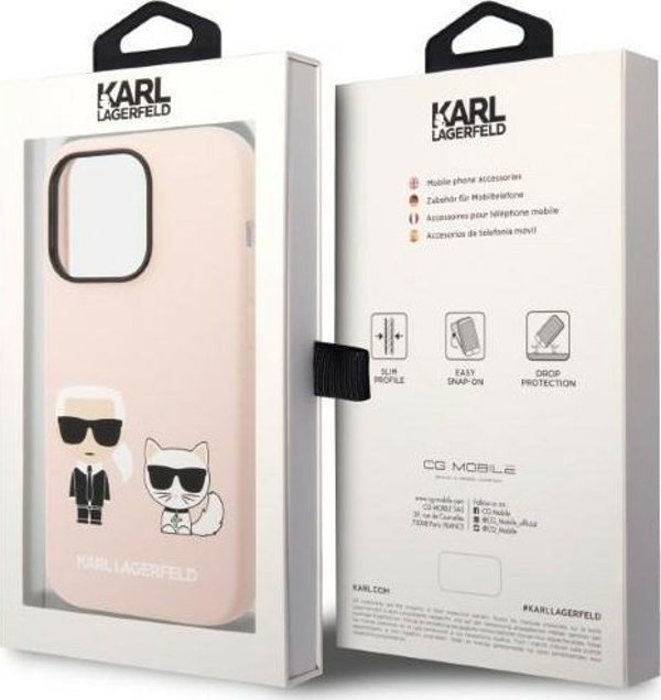 Σκληρή θήκη Karl Lagerfeld KLHMP14LSSKCI iPhone 14 Pro 6,1" ιασνορόζοφνγ/λίγκχτ πίνκ Σιλικόνη Karl & Choupette Magsafe NoSize