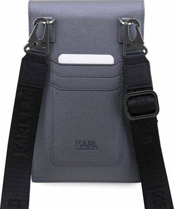 Τσάντα Karl Lagerfeld Saffiano Karl & Choupette Head (Klwbsakcpmg) Ασημί