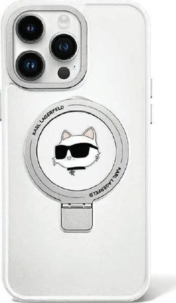 Karl Lagerfeld Karl Lagerfeld KLHMP15XHMRSCHH iPhone 15 Pro Max 6.7" λευκή/white σκληρή θήκη Ring Stand Choupette Head MagSafe