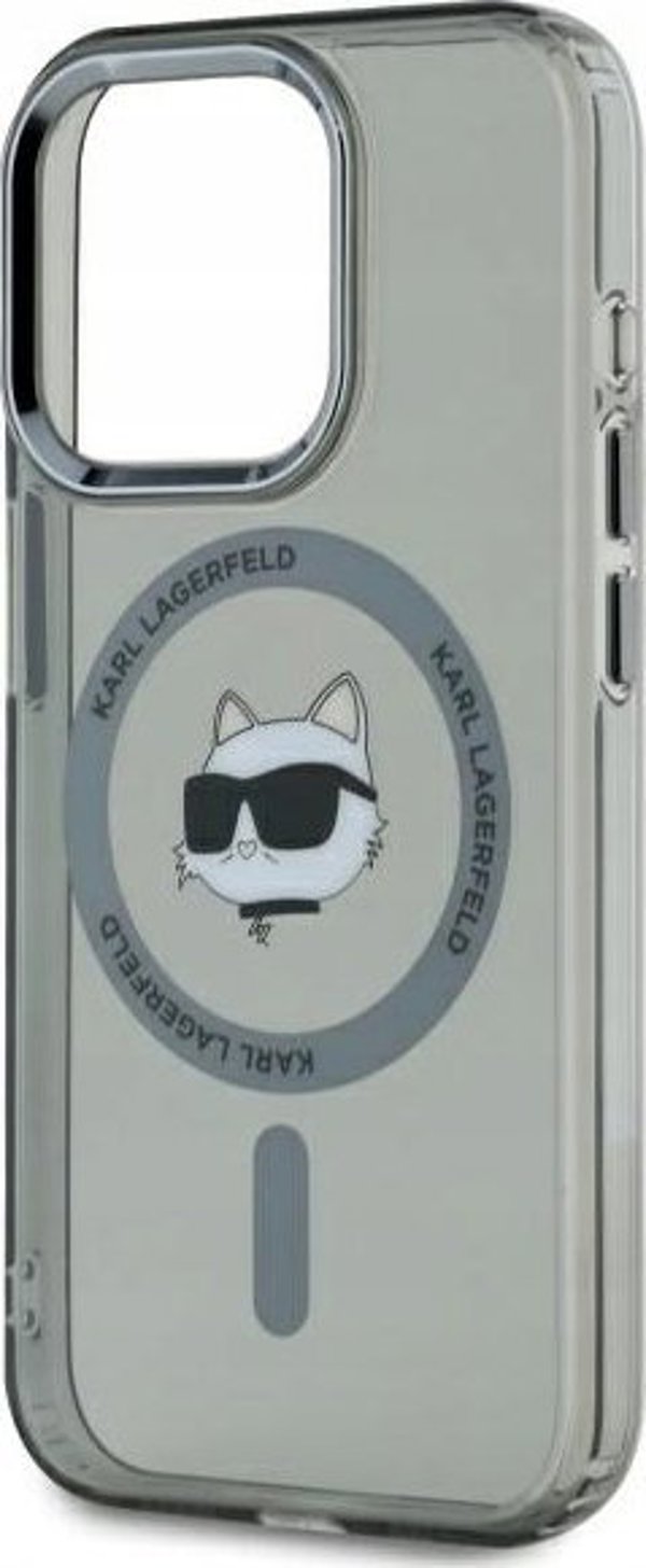 Καρλ Λάγκερφελντ Καρλ Λάγκερφελντ KLHMP15LHLSCHK iPhone 15 Pro 6.1" μαύρο/μαύρο σκληρή θήκη IML Metal Choupette Head MagSafe
