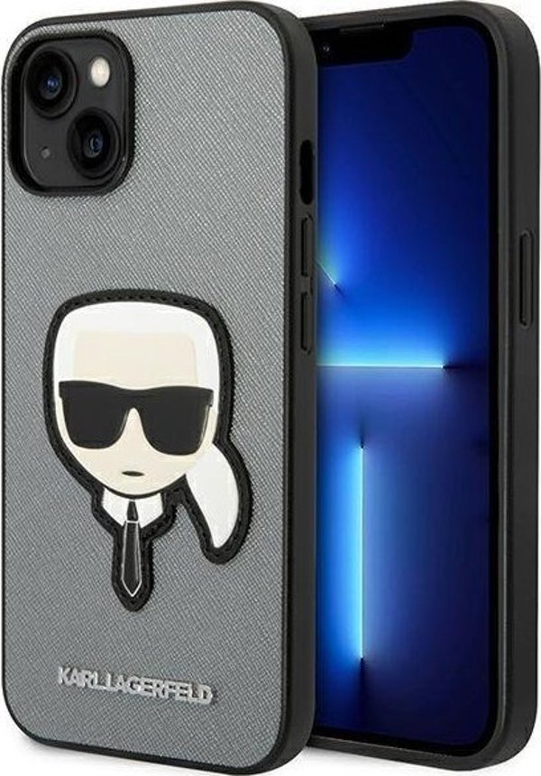 Karl Lagerfeld Karl Lagerfeld Saffiano Karl Head Patch Case - Θήκη iPhone 14 (ασημί)