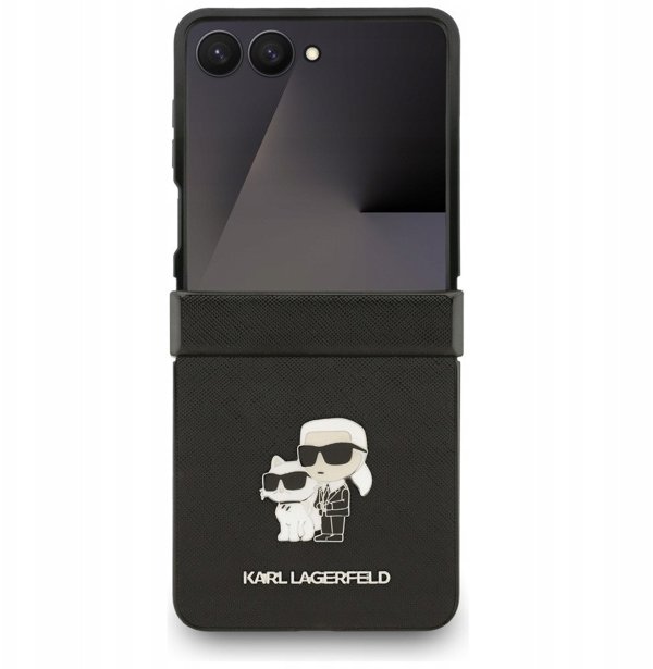 Karl Lagerfeld Saffiano Karl&Choupette Pin Case for Samsung Galaxy Z Flip7 Black