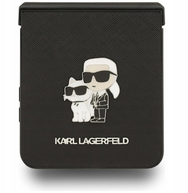 Karl Lagerfeld Saffiano Karl&Choupette Pin Case for Samsung Galaxy Z Flip7 Black