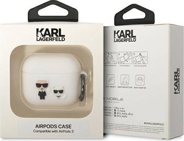 Κάλυμμα AirPods 3 Karl Lagerfeld KLACA3SILKCW λευκό Σιλικόνης Karl & Choupette