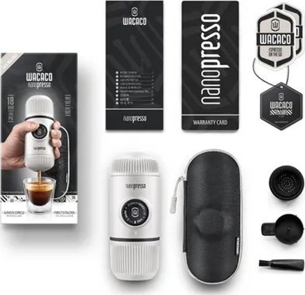 Μηχανή καφέ χειροκίνητη Wacaco με θήκη WACACO NANOPRESSO CHILL WHITE