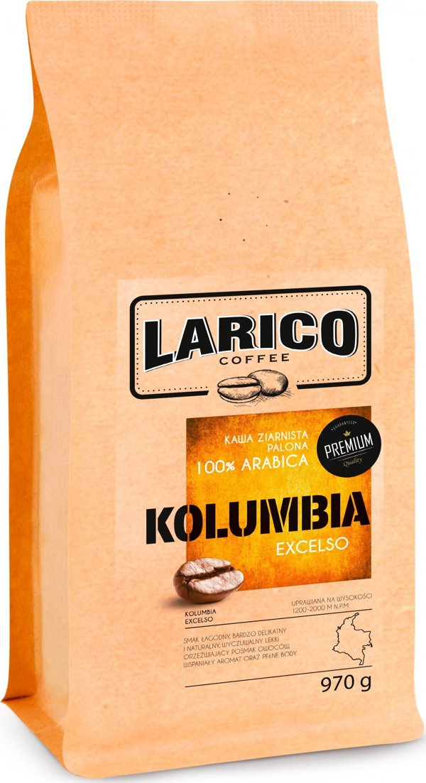 Καφές σε Κόκκους Larico Κολομβία Excelso 100% Arabica 970g
