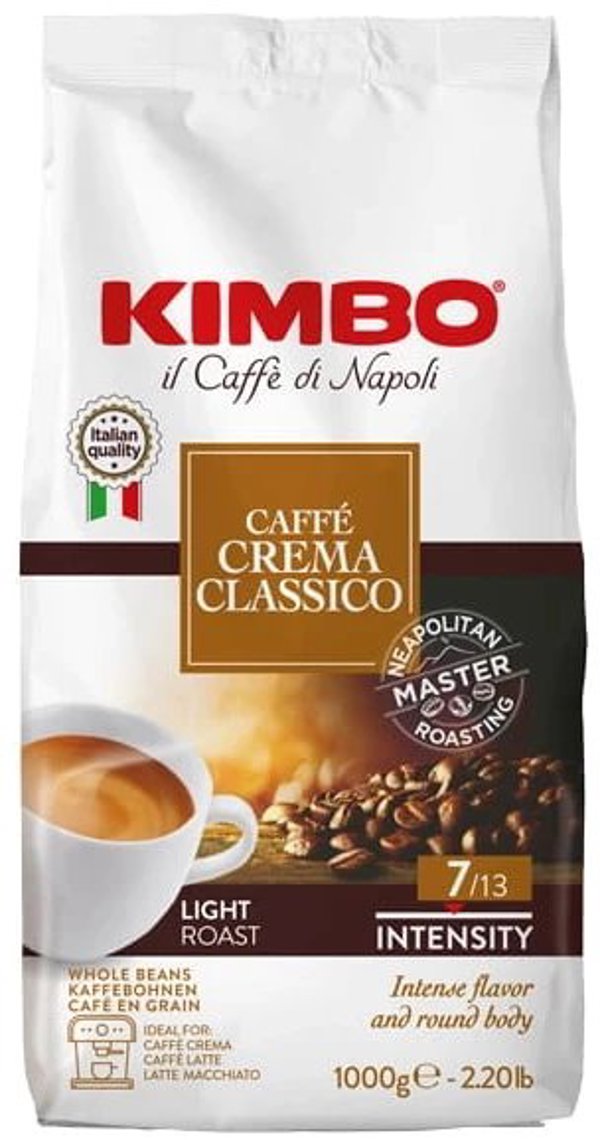 Καφές σε Κόκκους Kimbo Caffe Crema Classico, 80% Arabica & 20% Robusta, 1kg