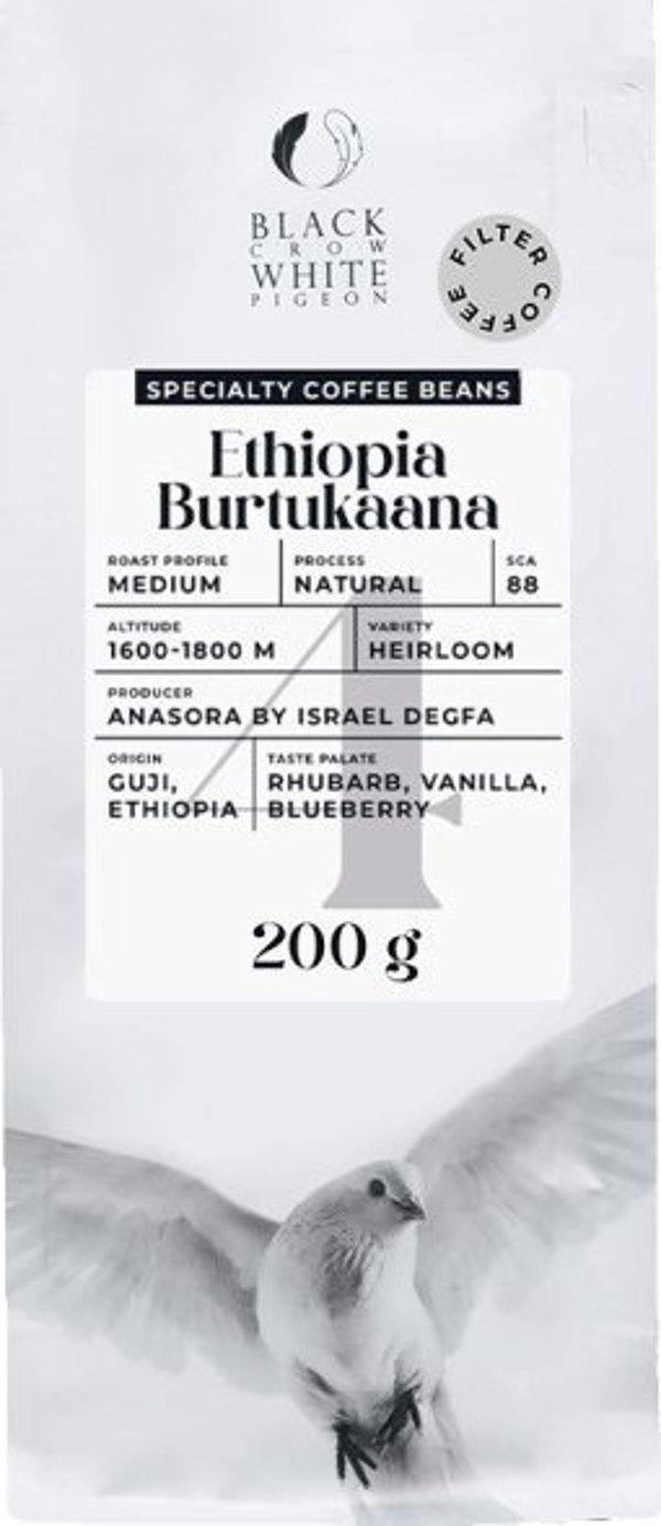 Καφές σε κόκκους Black Crow White Pigeon Ethiopia Burtukaana 200 g