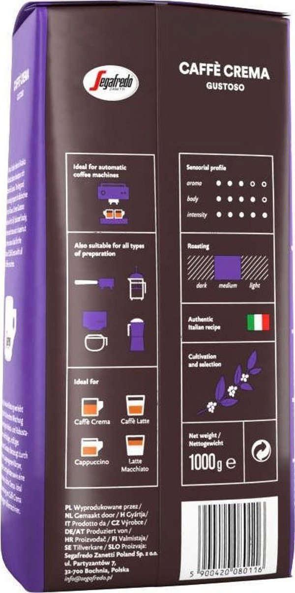 Kawa ziarnista Segafredo Caffe Crema Gustoso 1 kg
