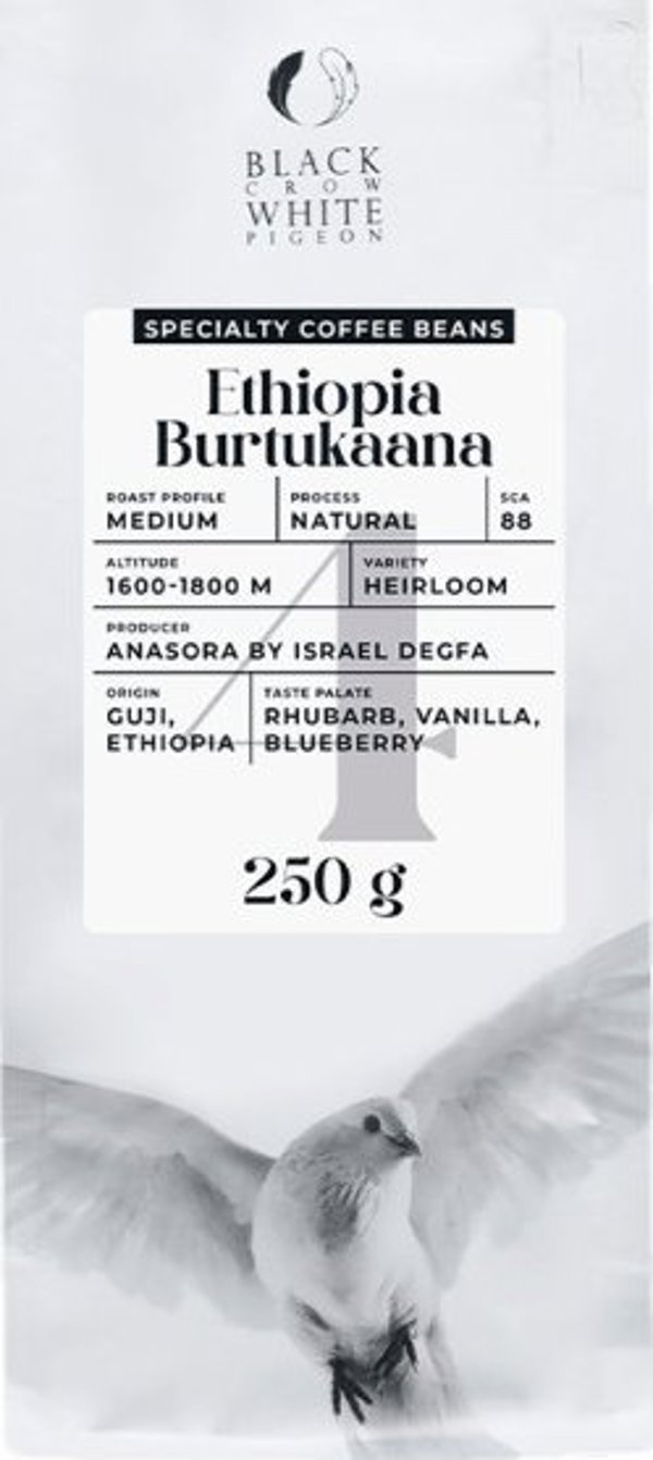 Καφές σε κόκκους Black Crow White Pigeon Ethiopia Burtukaana 250 g
