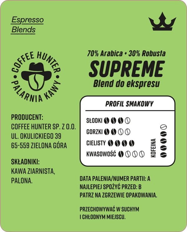 Kawa ziarnista Coffee Hunter Supreme 1 kg