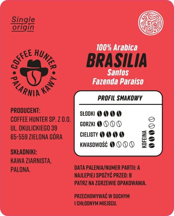 Kawa ziarnista Coffee Hunter Brasilia Santos Fazenda Paraiso 250 g