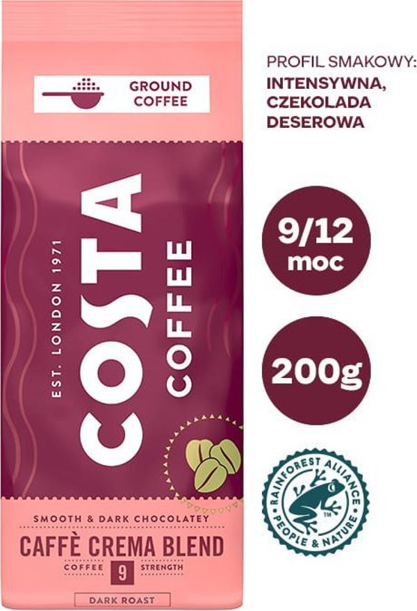 Αλεσμένος καφές Costa Coffee Caffe Crema Blend 200 g