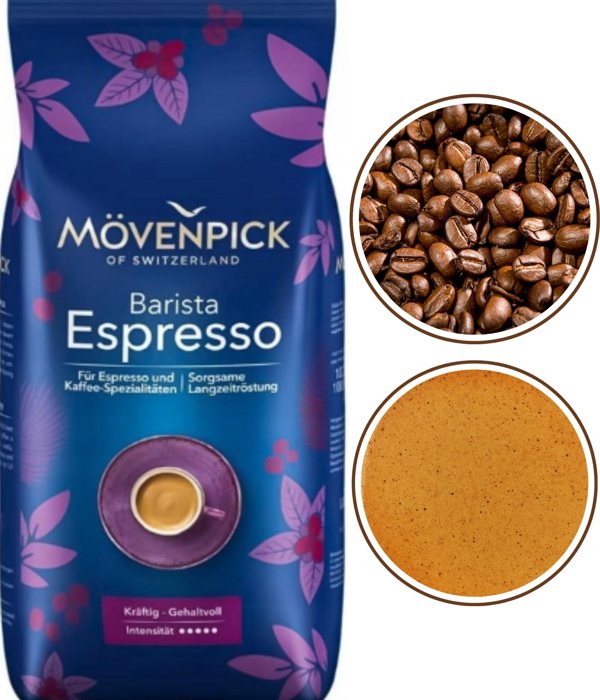 Movenpick Espresso Καφές σε Κόκκους 1kg, 80% Arabica & 20% Robusta, Δυνατό Ένταση, Dark Roast