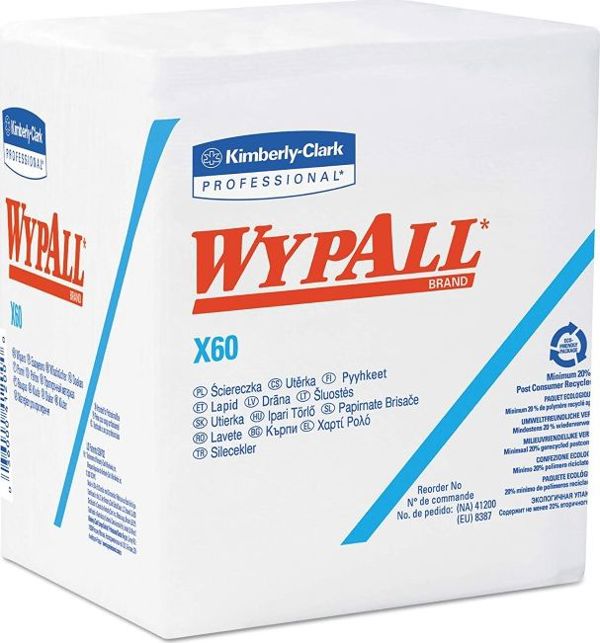 Kimberly-Clark Wypall X60 Μαντηλάκια Καθαρισμού, Πτυσσόμενα, Λευκά, 76 Τεμάχια