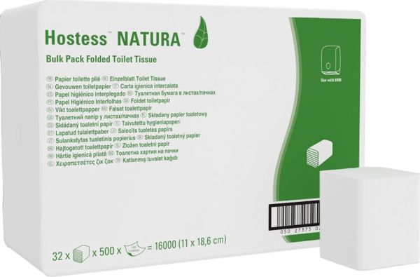 Kimberly-Clark Kimberly-Clark Hostess - Μαλακό χαρτί υγείας σε φύλλα, ανακυκλωμένο υλικό - 16000 φύλλα