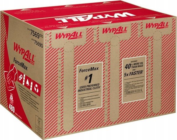 Kimberly-Clark Kimberly-Clark Wypall Forcemax - Πανί καθαρισμού σε κομμάτια, πτυσσόμενο, γκρι - 480 κομμάτια