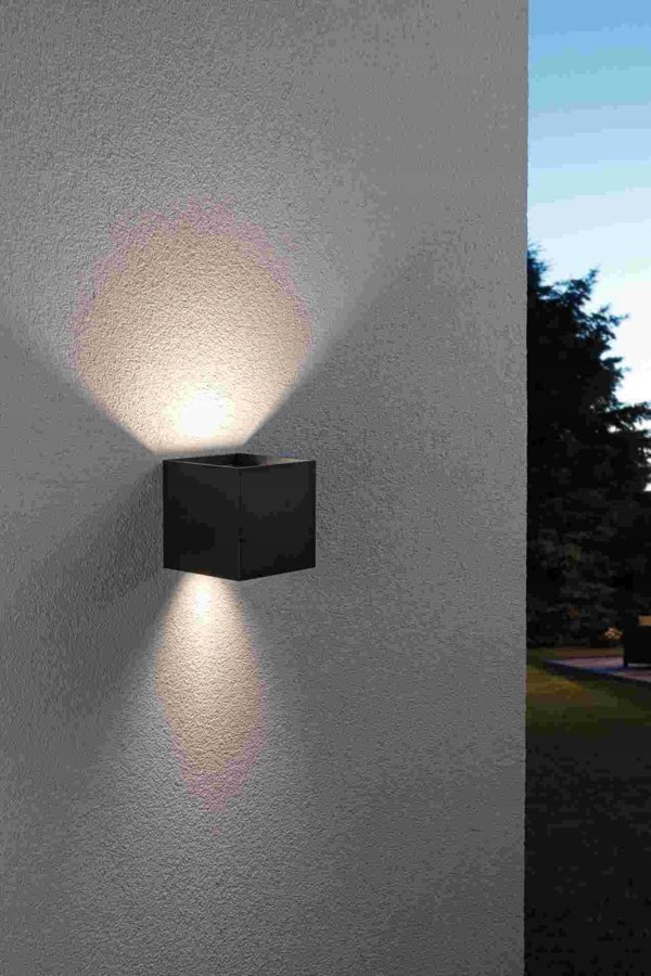 Φωτιστικό τοίχου Paulmann CYBO LED SH Zigbee RGBW+ 2x2.5W 2000K-6500K 2x150lm IP44 100x100mm 230V ανθρακί / αλουμίνιο