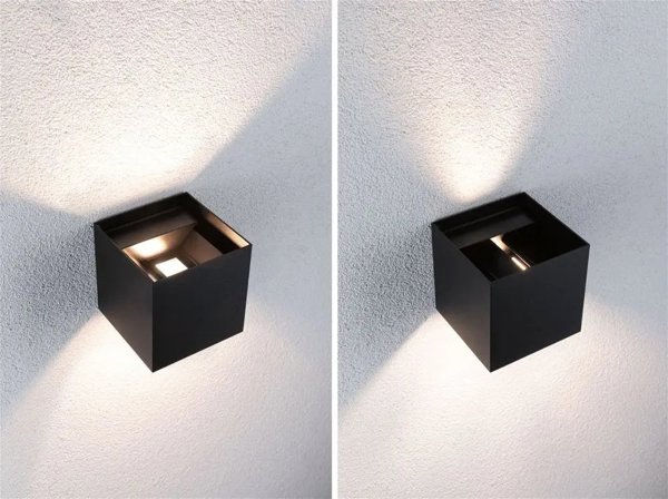Φωτιστικό τοίχου Paulmann CYBO LED SH Zigbee RGBW+ 2x2.5W 2000K-6500K 2x150lm IP44 100x100mm 230V ανθρακί / αλουμίνιο