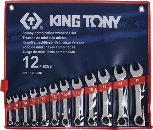 Σετ Κλειδιών King Tony Πλακέ-Δακτυλιοειδών Κοντών 8-19mm Με Καστάνια /12τμχ. Kt1282mr